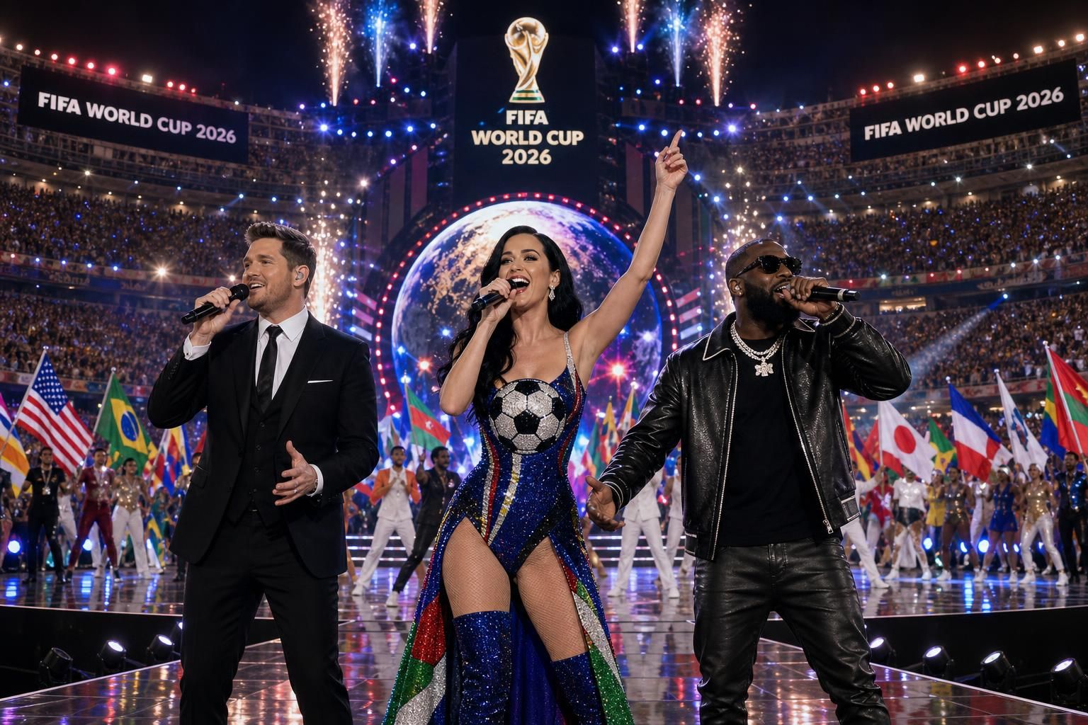découvrez le spectacle musical inédit de la coupe du monde 2026 avec michael bublé, katy perry et vegedream, présenté par la fifa pour les trois finalistes.