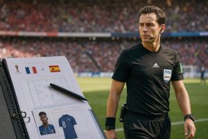découvrez la désignation de l'arbitre pour le match france-espagne lors de la coupe du monde 2026, la titularisation de tchouaméni et le calendrier complet des rencontres dévoilé.