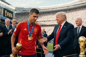 découvrez comment rodri a fait appel à trump pour quitter la scène lors de la cérémonie de remise du trophée lors de la coupe du monde 2026, un moment inattendu qui a surpris les spectateurs.