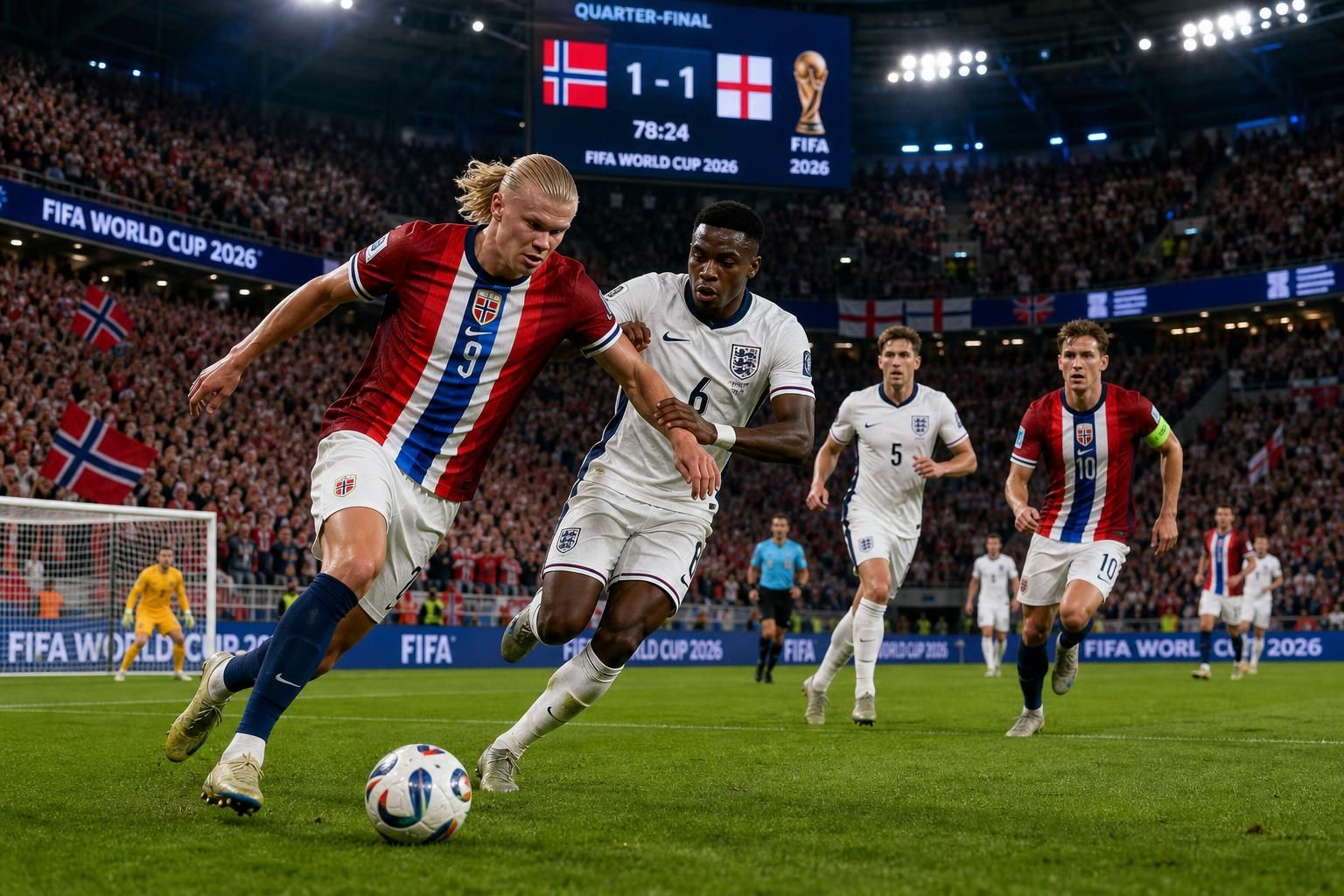suivez en direct le match intense de la coupe du monde 2026 entre la norvège et l'angleterre, qui s'affrontent pour une place en demi-finales.
